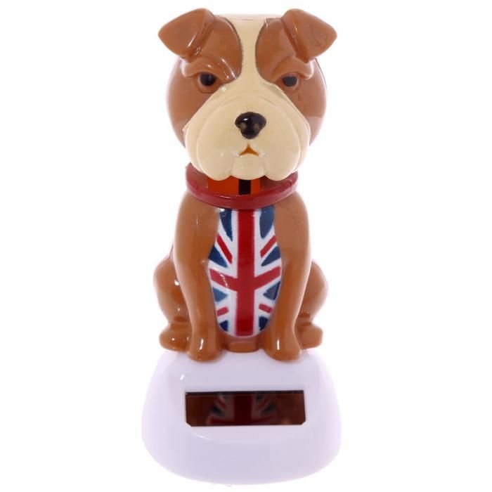 Decorazione ad energia solare Bulldog con bandiera UK