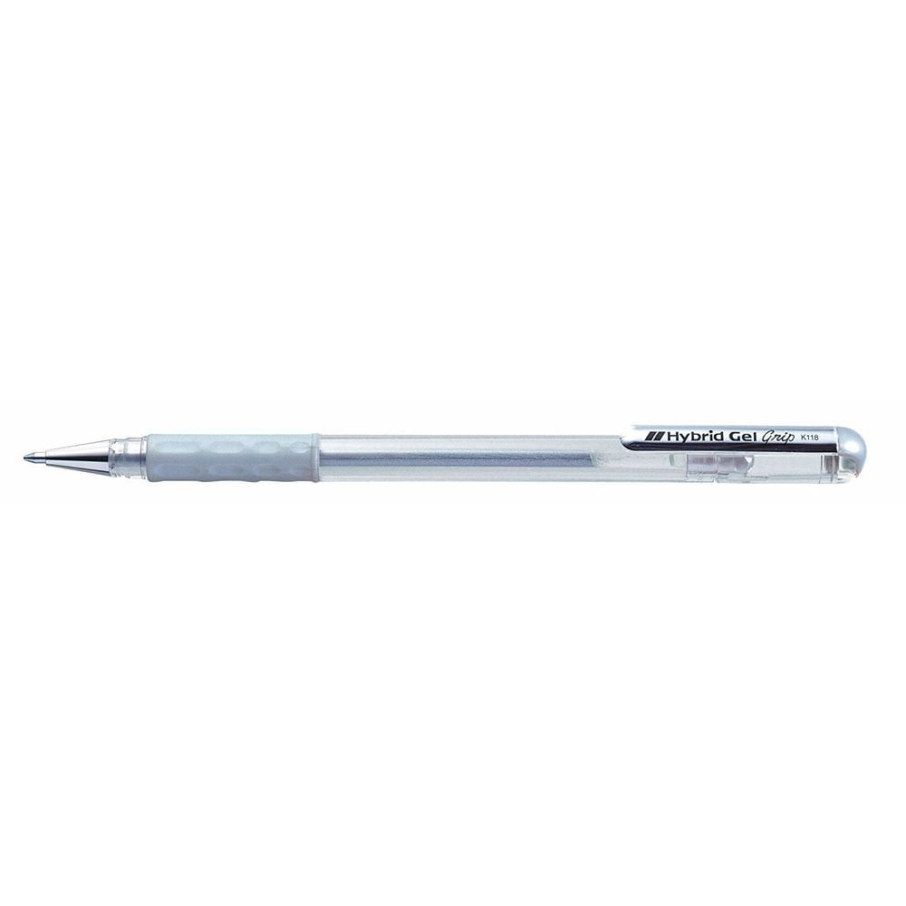 Penna Hybrid Gel grip metallic argento