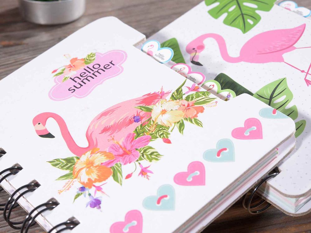 Taccuino a spirale Flamingo con divisori