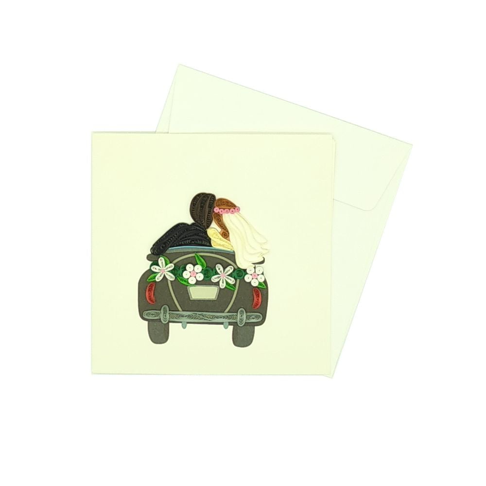 scuoleria.sbs - Biglietto auguri Origamo Quilling Auto sposini