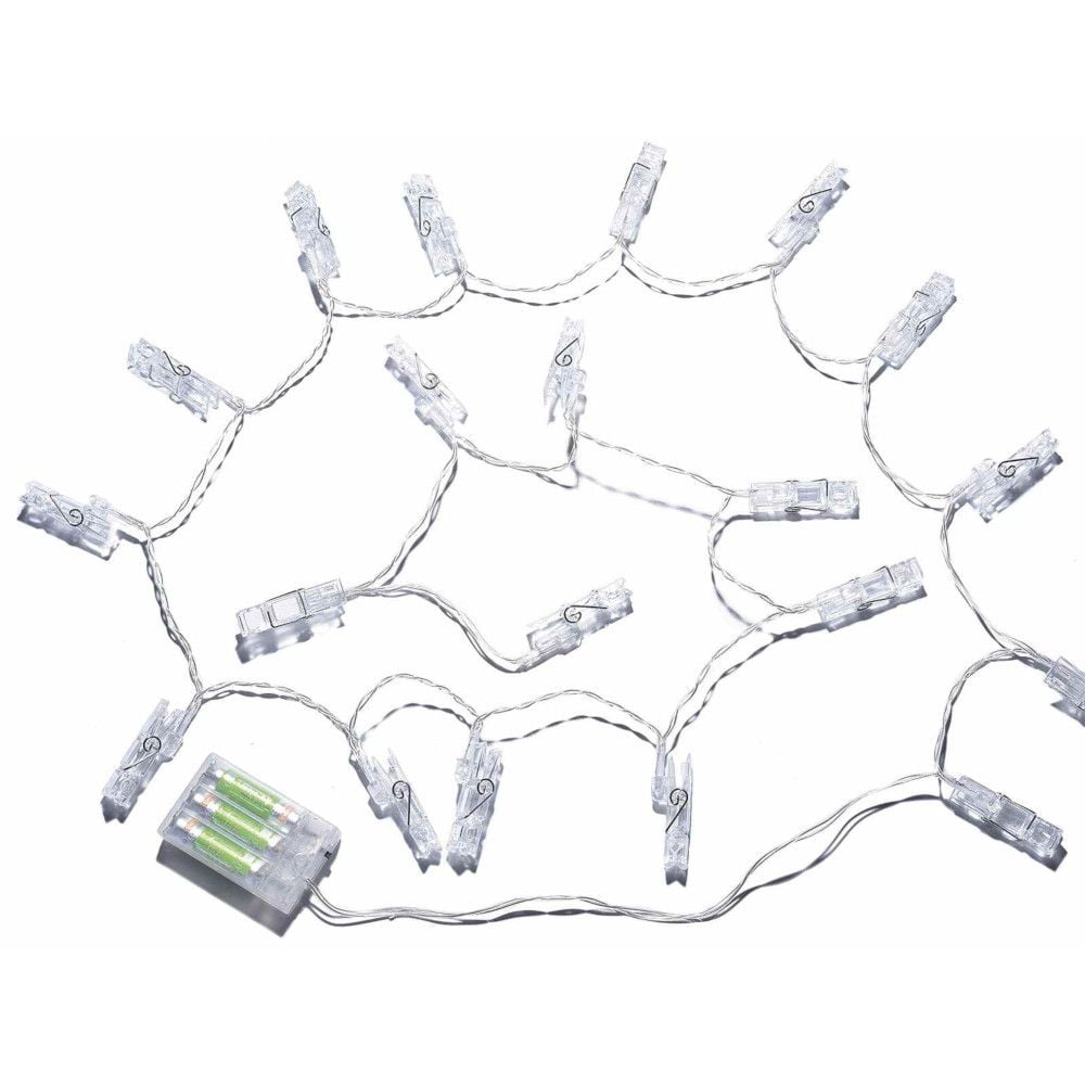 scuoleria.sbs - Luci a batteria con mollette a led bianco caldo