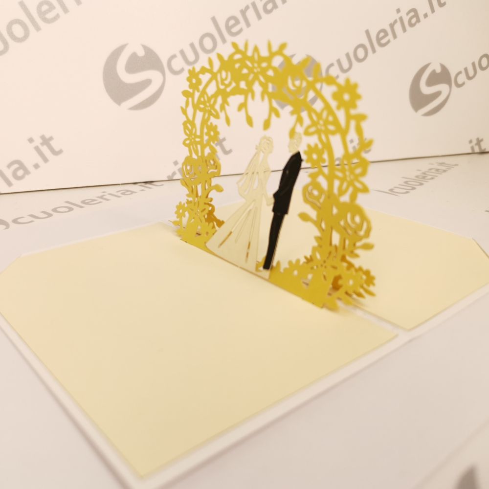 Biglietto auguri mini Origamo PopUp Arco degli sposi