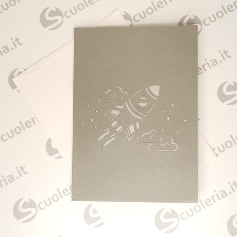Biglietto auguri Origamo PopUp Razzo spaziale