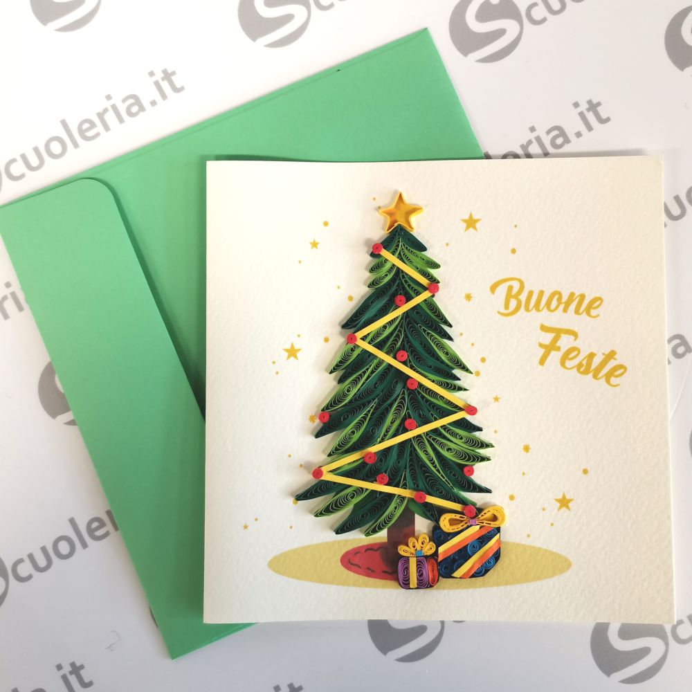 scuoleria.sbs - Biglietto auguri Origamo Quilling Albero delle Feste