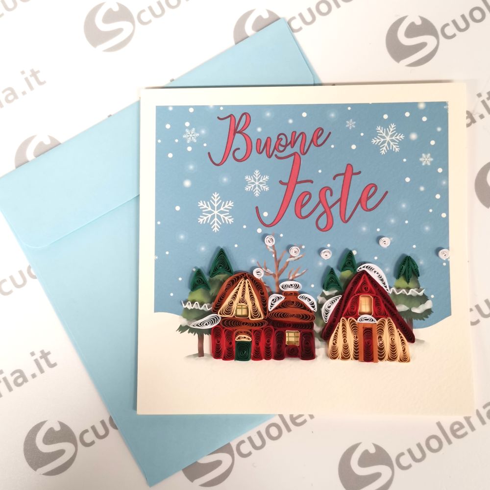 scuoleria.sbs - Biglietto auguri Origamo Quilling Villaggio di Natale