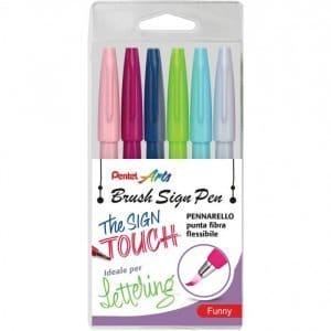 Pentel Arts - Brush Sign Pen Funny set 6pz.